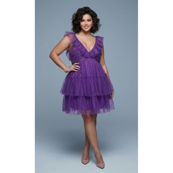 Anthropologie Dresses & Skirts - Anthropologie Maeve Ruffled Tulle Mini Dress Purple Size XL